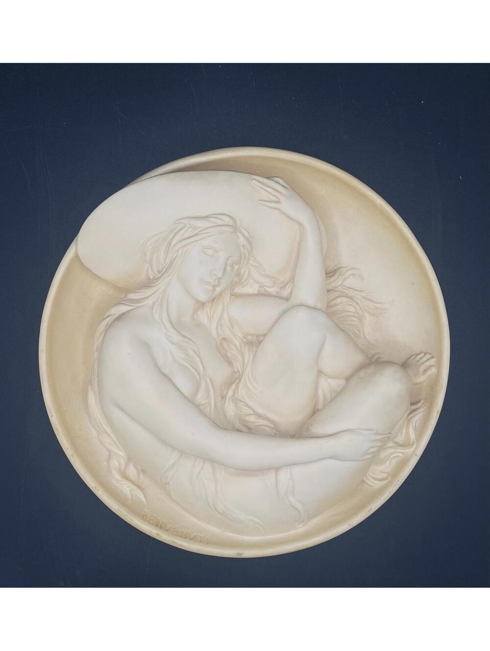 1985 Italian Alabaster Relief Plate “Erato” Sergio Benvenuti Limited Edition